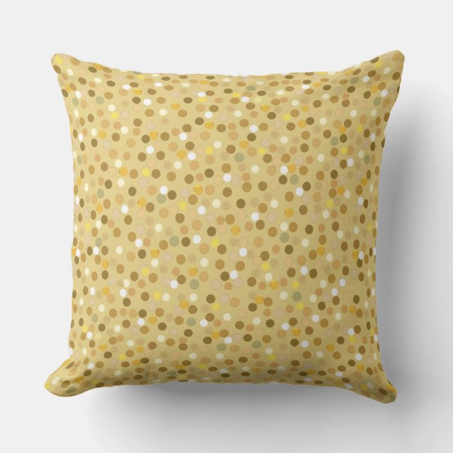 Almofada Pontos Polka em Bege, Amarelo e Branco (Frente)