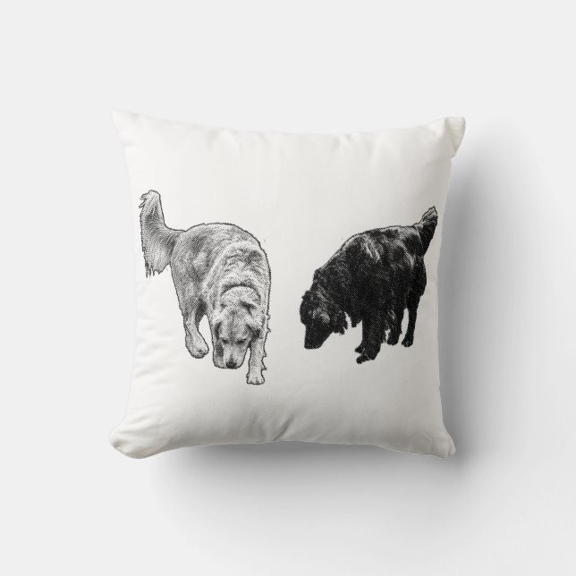 Almofada Pontos Sombra da Abóbora — Duo do Retriever (Frente)