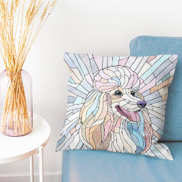 Almofada Poodle - arte mosaica pastel