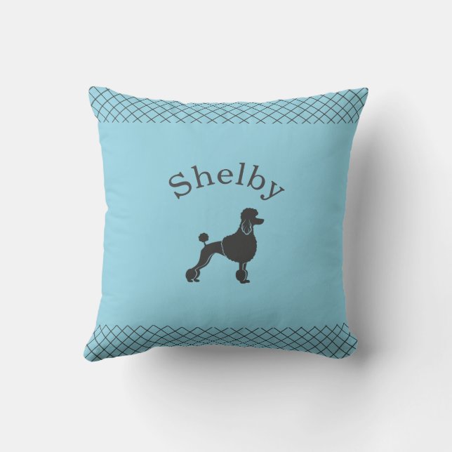 Almofada Poodle Azul Pastel Personalizado Combinando (Verso)