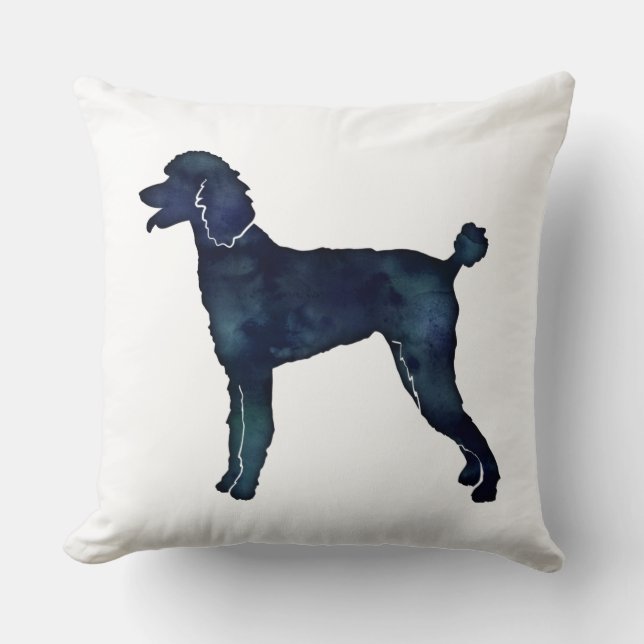 Almofada Poodle Black Watercolor Silhouette (Frente)