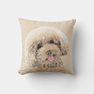 Almofada Poodle (Brinquedo, Miniatura) Pintando Arte Cão O
