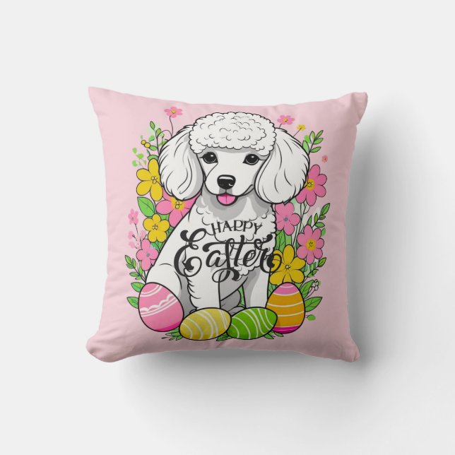 Almofada Poodle do felz pascoa (Frente)