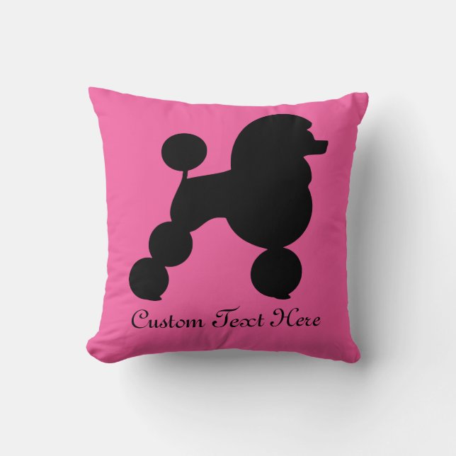 Almofada Poodle Preto Personalizado a Rosa (Frente)