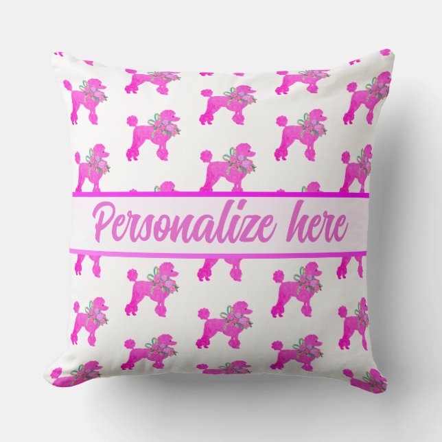 Almofada Poodle Rosa Personalizado (Frente)