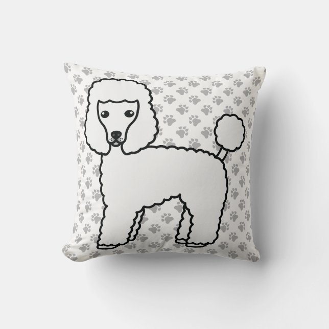 Almofada Poodle Toy Branco Cachorro de Desenho Fofo (Frente)