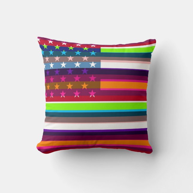Almofada Pop art 4 da bandeira americana (Frente)