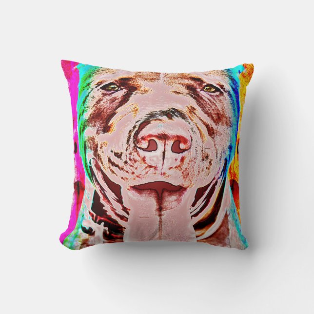 Almofada Pop art do pitbull (Frente)