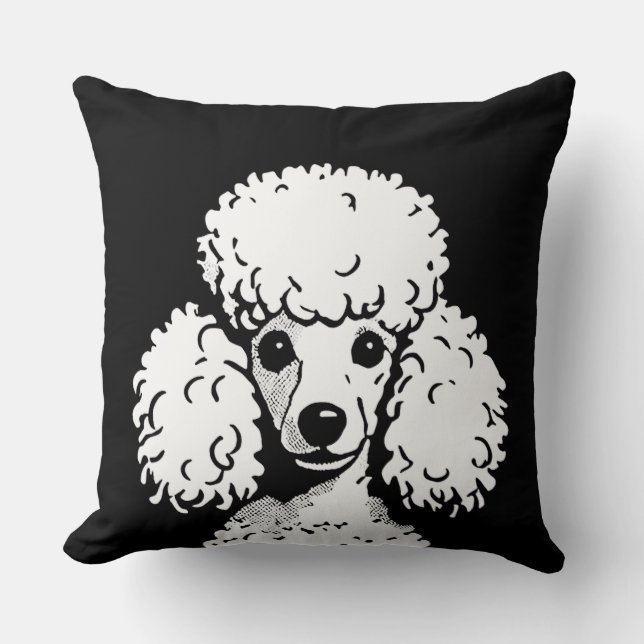 Almofada Pop Art Poodle Black & White Chic Aestic (Frente)