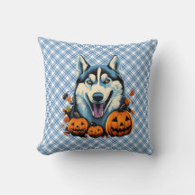 Pop Art Sorridente Cachorro Rouco com Pumpkins Hal