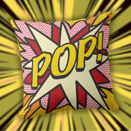 Almofada Pop de banda desenhada geométrica tipográfica mode