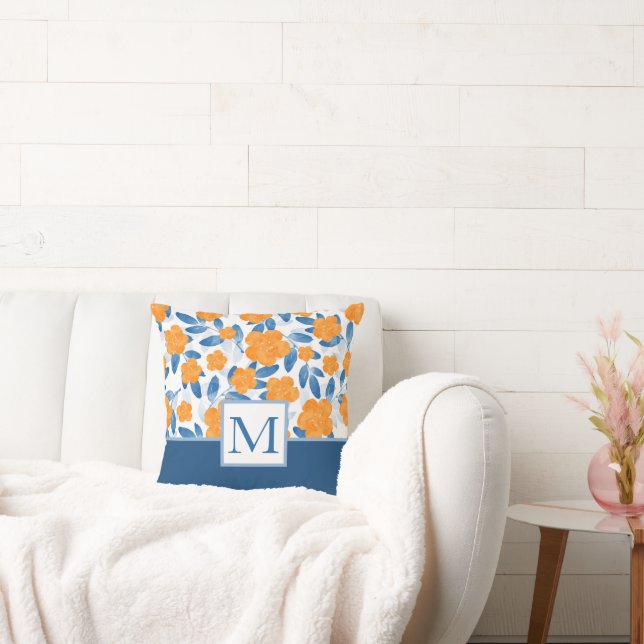 Almofada Pópias de Aquarela e Padrão de Folhas (Sofá)