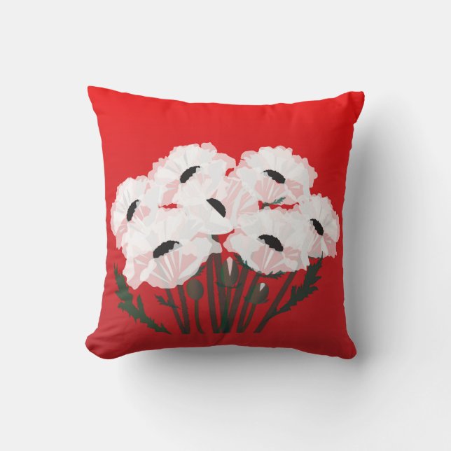 Almofada Poppies brancos (Frente)