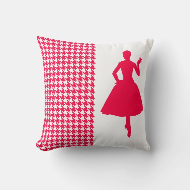 Almofada Poppy Modern Houndstooth com Silhouette (Frente)