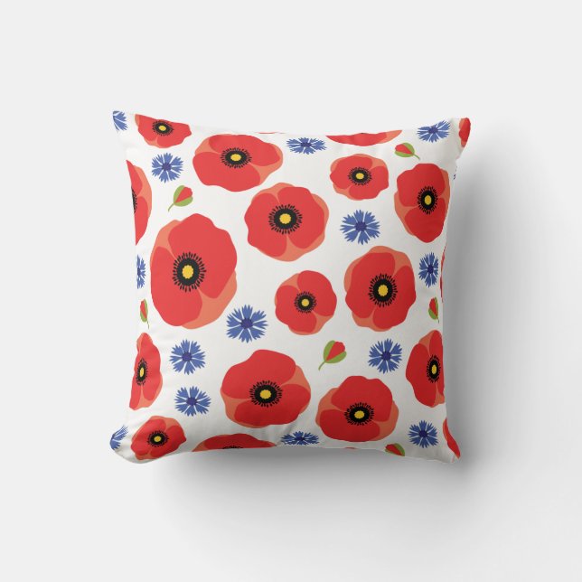 Almofada Poppys E Cornflower Patterno (Frente)