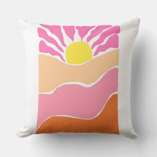 Almofada Pôr do sol cor-de-rosa e laranja boho  (Frente)
