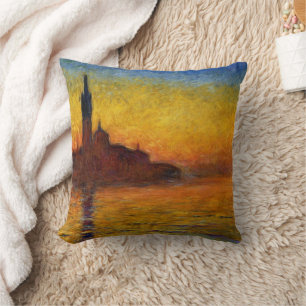Almofada Pôr do Sol de Monet Veneza Impressionismo Artístic