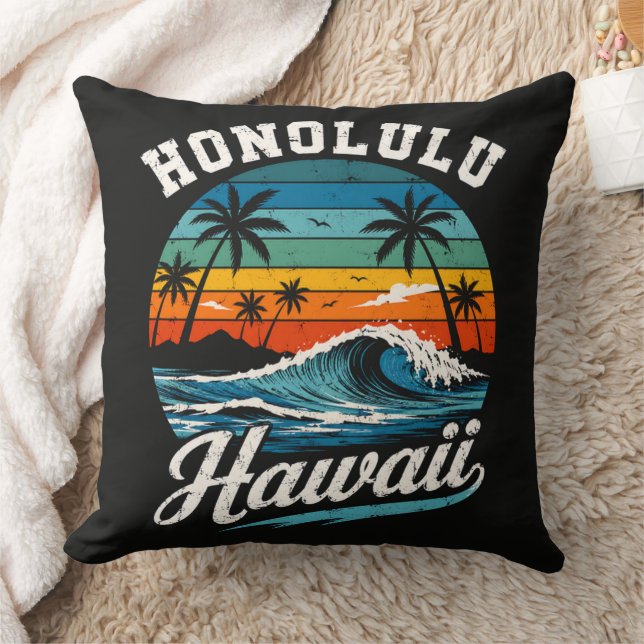 Almofada Pôr do sol de surf em Honolulu Havaí (Cobertor)