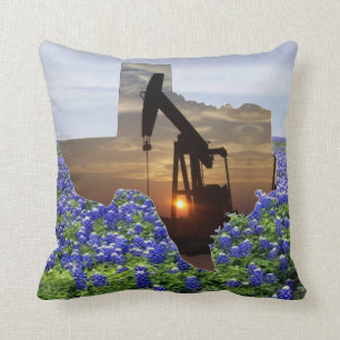Almofada Por do sol e Bluebonnets de Jack da bomba de óleo