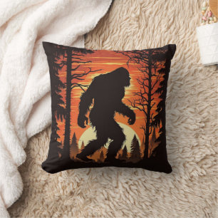 Almofada Pôr do sol floresta Sasquatch Pé-grande