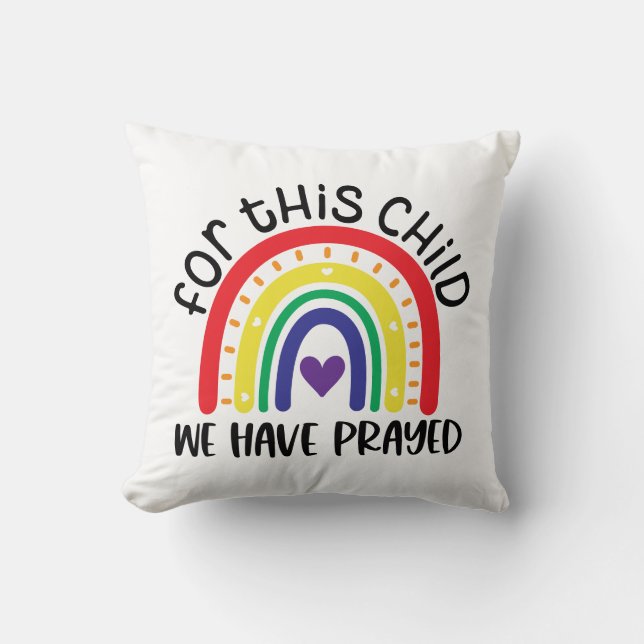 Almofada Por Esta Criança, Rezamos com Boho Rainbow (Frente)
