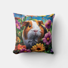 Almofada Porco-guineense entre flores vibrantes