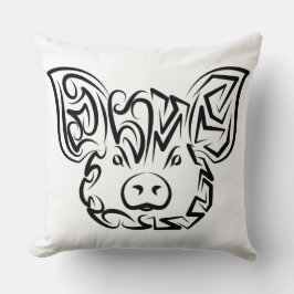 Almofada Porco Tribal Negro e Branco