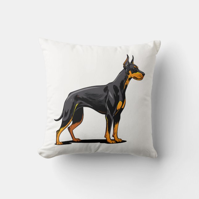 Almofada Portraits of a head Doberman dog front view (Frente)