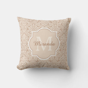 Almofada Posh Tan Cor damasco Monograma Com Nome