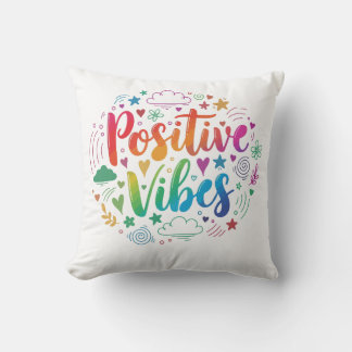 Almofada Positive Vibes Only – Motivational Text Throw Pill