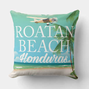 Almofada Poster das viagens vintage de Honduras da praia de