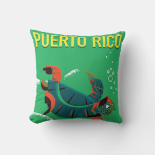 Almofada poster das viagens vintage de Puerto Rico