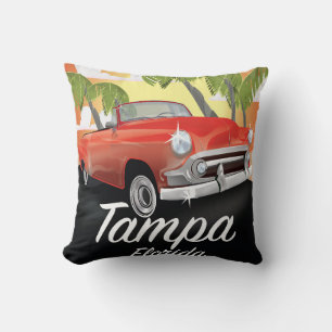 Almofada Poster das viagens vintage de Tampa Florida