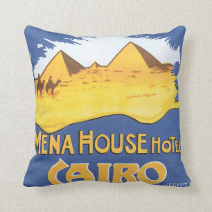 Almofada Poster das viagens vintage do Cairo do hotel da