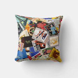 Almofada Poster de Colagem Vintage WPA - Travesseiro decora