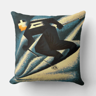 Almofada Poster de Esqui Francês Ski Mont Blanc 1951