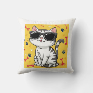 Almofada Poster de Gato Engraçado, Gato de Cartoon vestindo