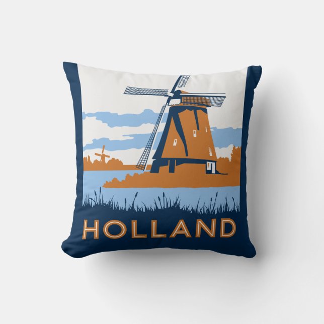 Almofada Poster de Holland do vintage (Frente)