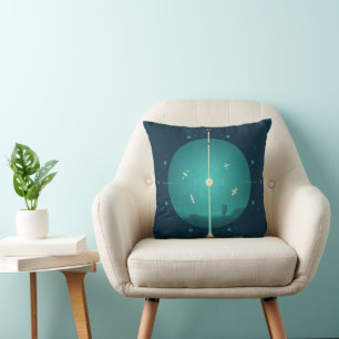 Almofada Poster de relógio atômico de espaço profundo, vers