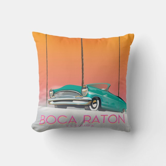Almofada Poster de viagens Boca Raton da Flórida. (Frente)
