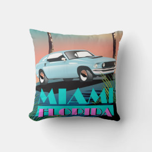Almofada Poster de viagens de Miami Flórida dos anos 80