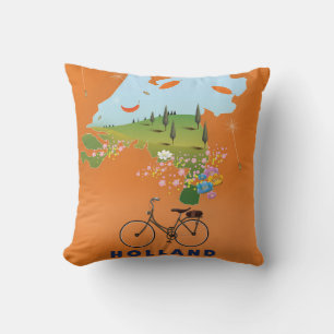 Almofada Poster de viagens Holland Map
