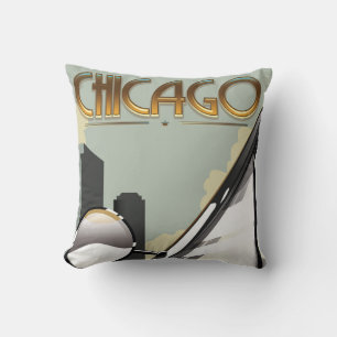 Almofada Poster de viagens vintage de Chicago