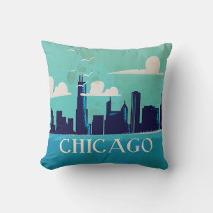Almofada Poster de viagens vintage de Chicago