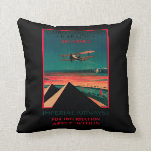 Almofada Poster vintage do ar do Cairo - de Bagdade - de