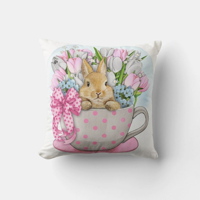 Almofada Pote de Flor do Coelho Cortado (Easter Sunday Throw Pillow!)