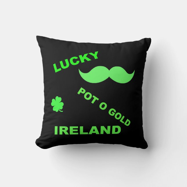 Almofada Pote de sorte irlandês com cotas Douradas (Frente)