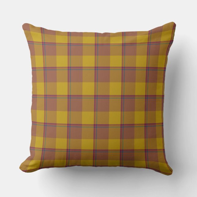Almofada Potters Clay and Pizza Plaid Brown Gold (Frente)
