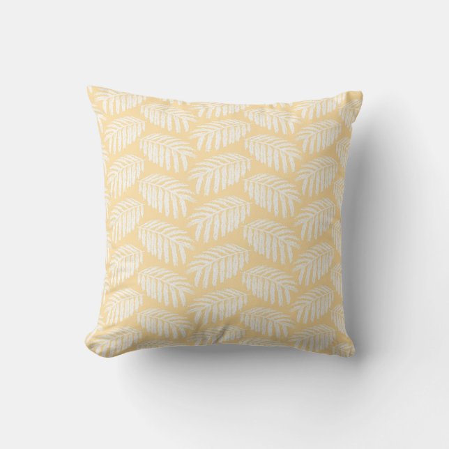 Almofada Pouf otomano de folhas tropicais amarelas (Frente)