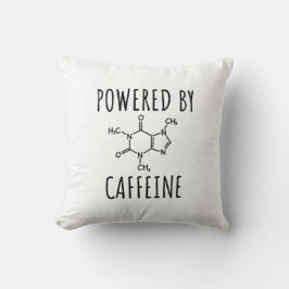 Almofada Powered By Caffeine - Citação de café engraçada